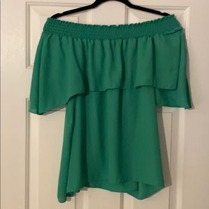 Green off the shoulder top